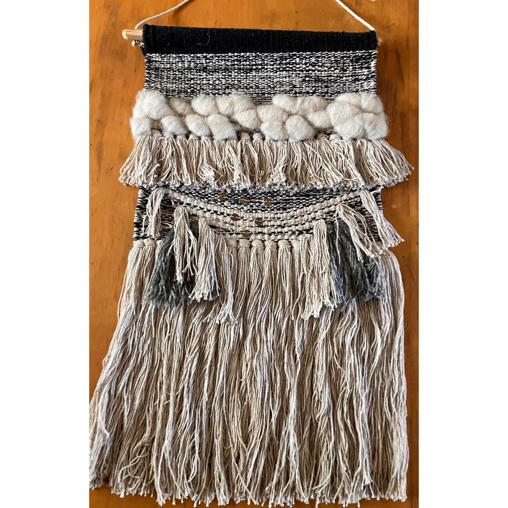 Woven Wall Hanging Home Decor Neutral Boho Fiber Art Tapestry